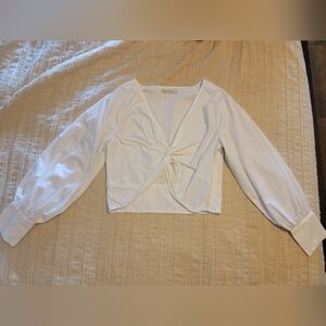 Abercrombie & Fitch Cropped Poplin Top | White | Size M